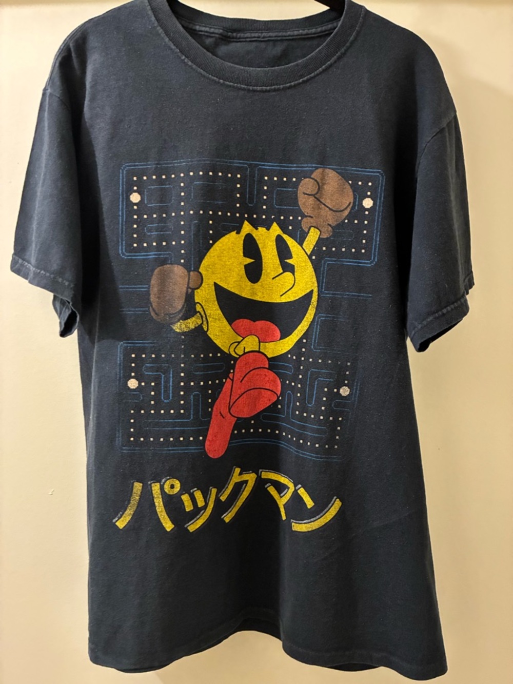 Pac-Man Graphic Tee in Black with Yellow & Red